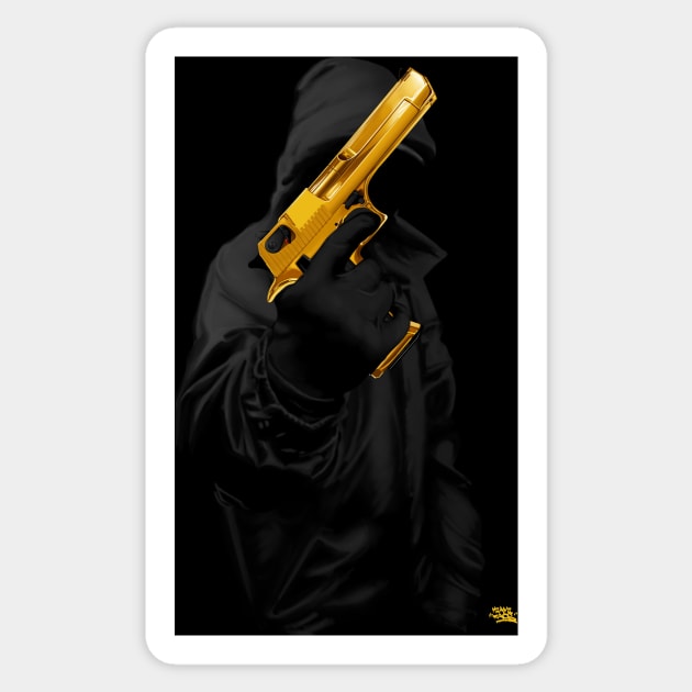 THE MAN WITH THE GOLDEN GUN Sticker by MIAMIKAOS